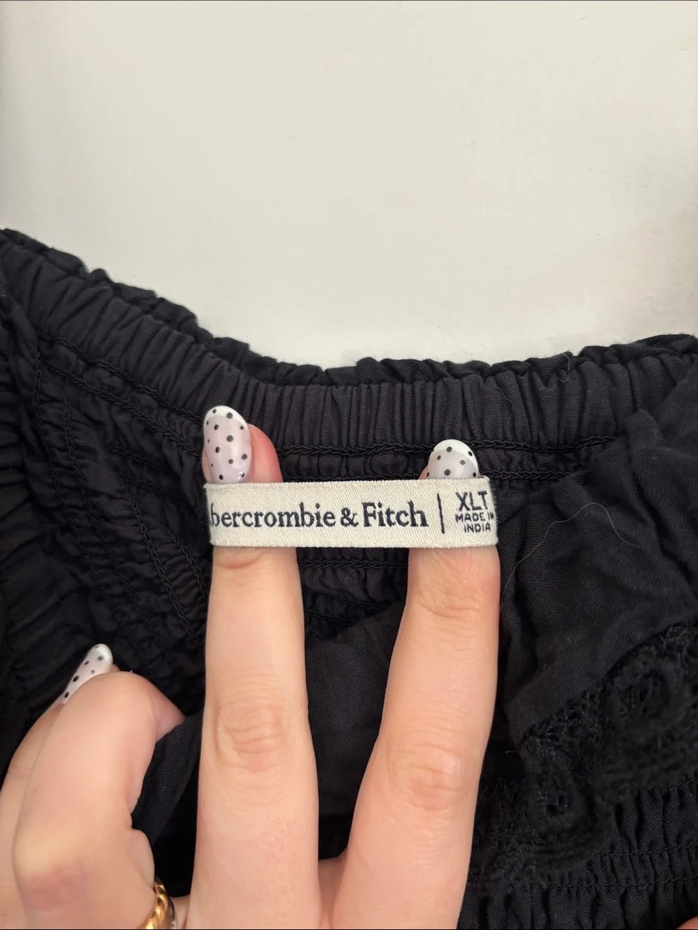 Abercrombie Black Smocked Maxi Dress with Lace Trim - Women
